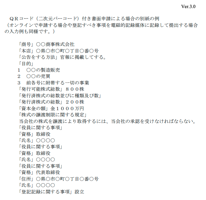 法人登記の書式と手続 添付書類の書式と解説 登記すべき事項